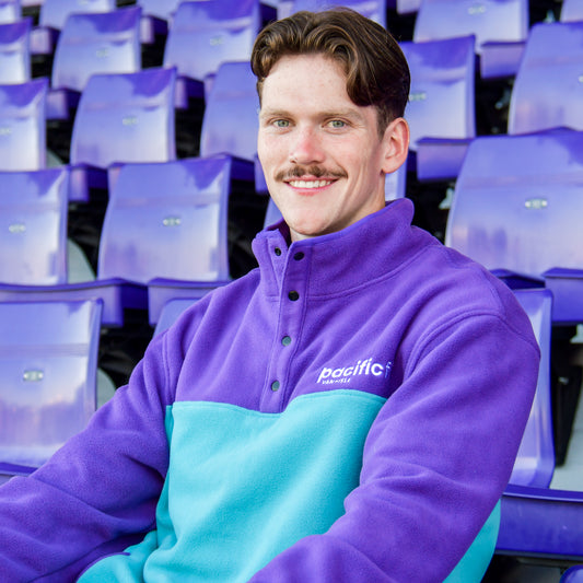Purple and Teal Button-Up Fleece