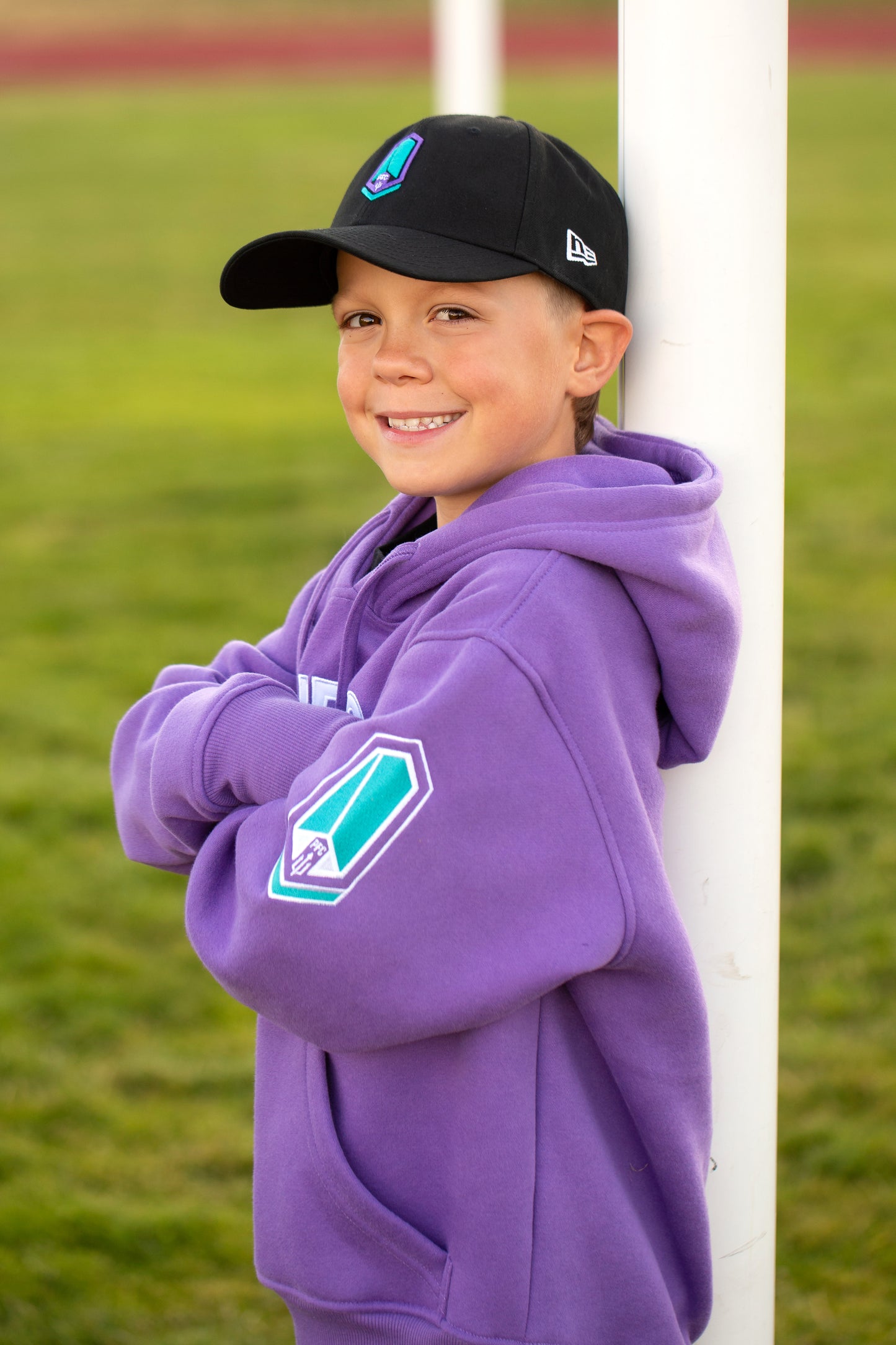 Youth Purple Embroidered Hoodie