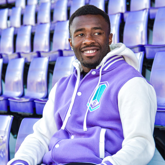 Purple and White Varsity Hoodie